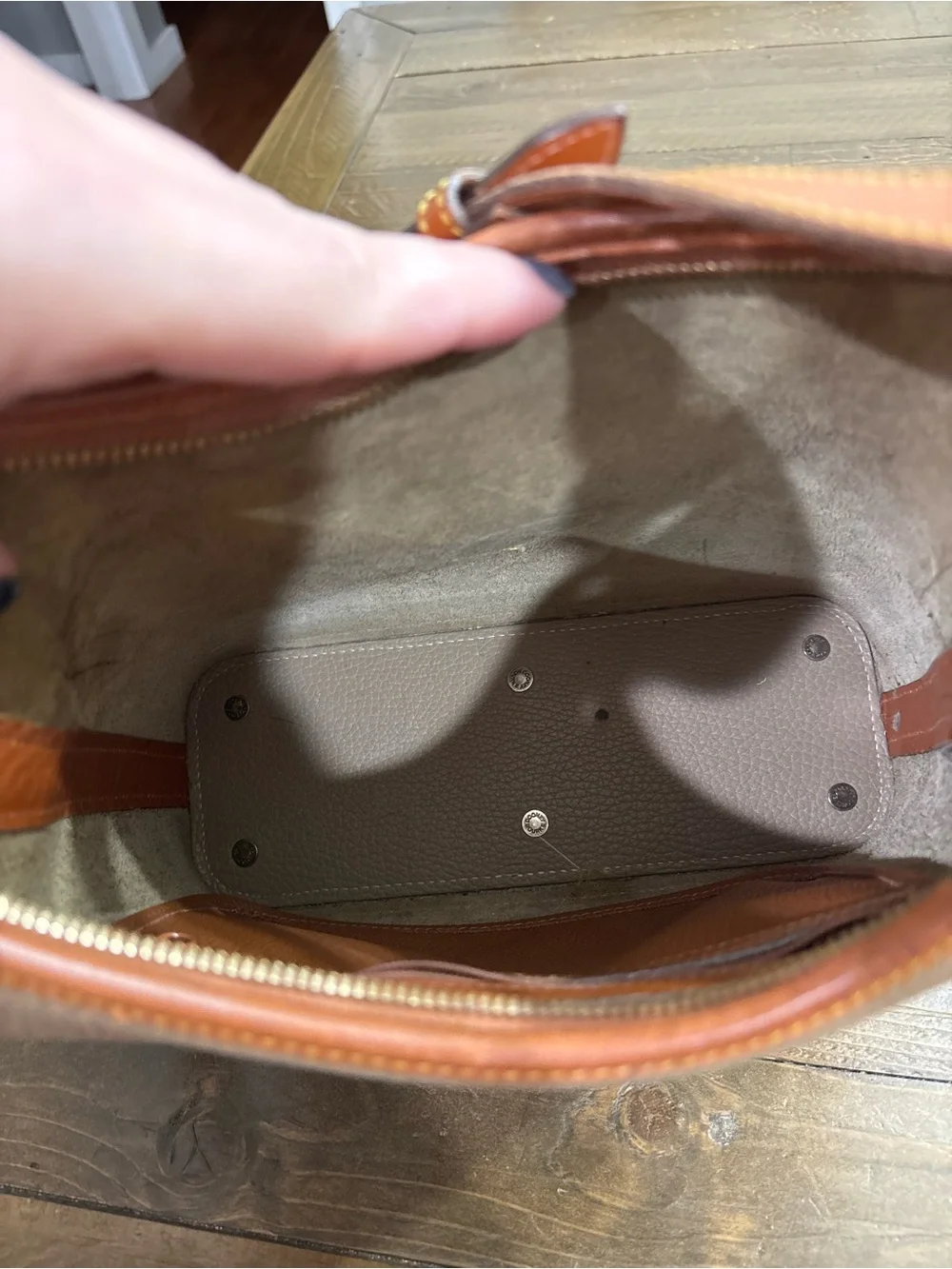 Dooney & Bourke Vintage Taupe Pebbled Leather Hobo Bag